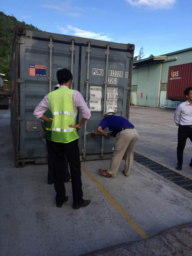 mở niêm phong container san go my floor